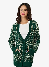 Disney Holiday Collection by Unique Vintage Green Winter Mickey Fair Isle Cardigan