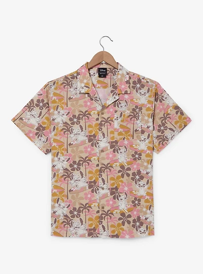 Disney Lilo & Stitch Floral Surfing Allover Print Woven Button-Up - BoxLunch Exclusive