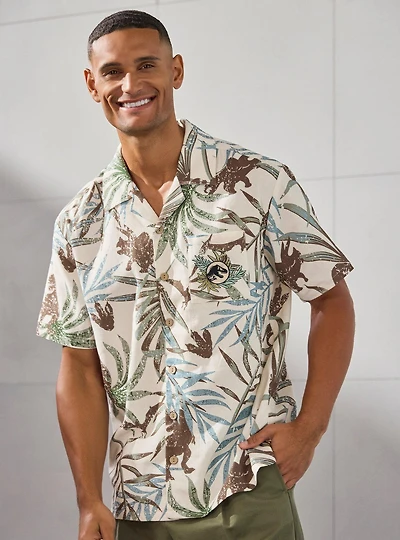 Jurassic Park Allover Print Woven Button-Up — BoxLunch Exclusive