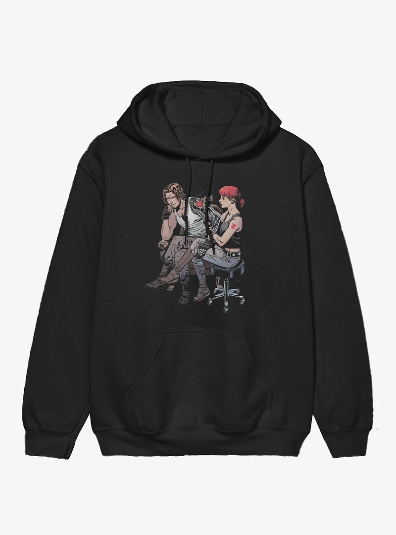 Marvel Winter Soldier & Black Widow Tattoo Heart Hoodie