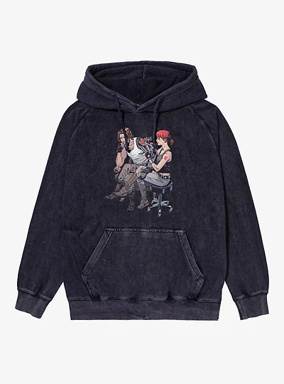 Marvel Winter Soldier & Black Widow Tattoo Heart Mineral Wash Hoodie