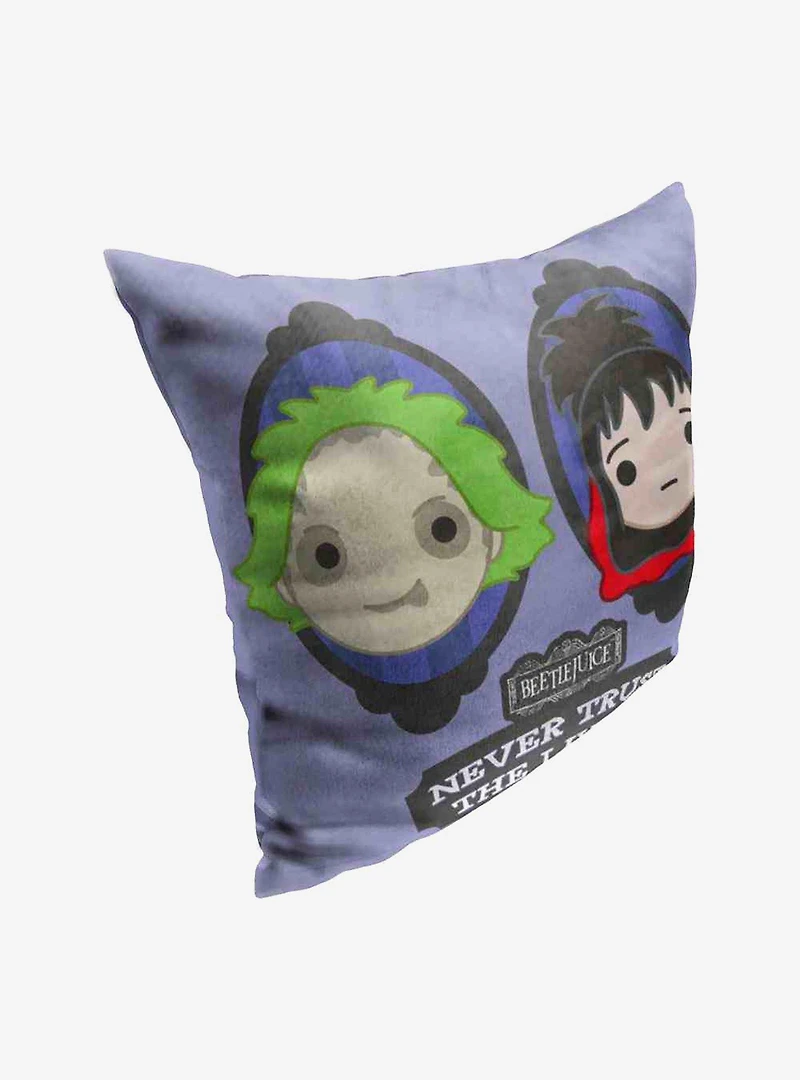 Beetlejuice Never Trust The Living Throw Pillow