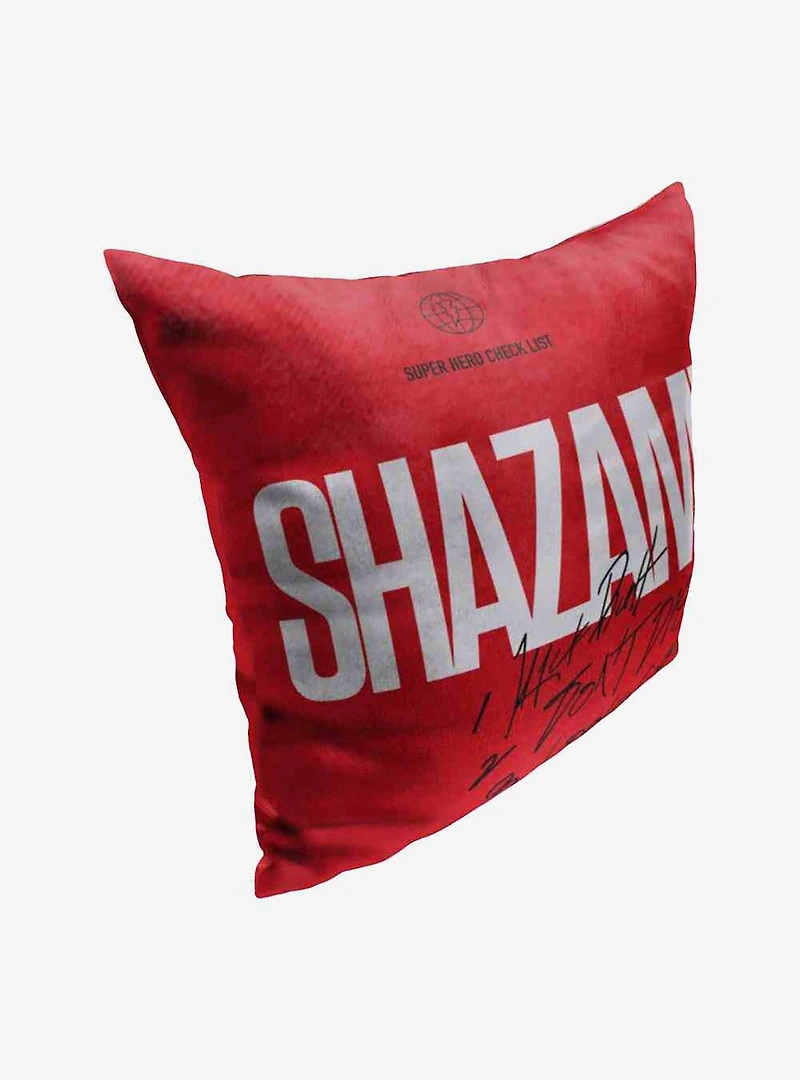DC Comics Shazam Check List Throw Pillow