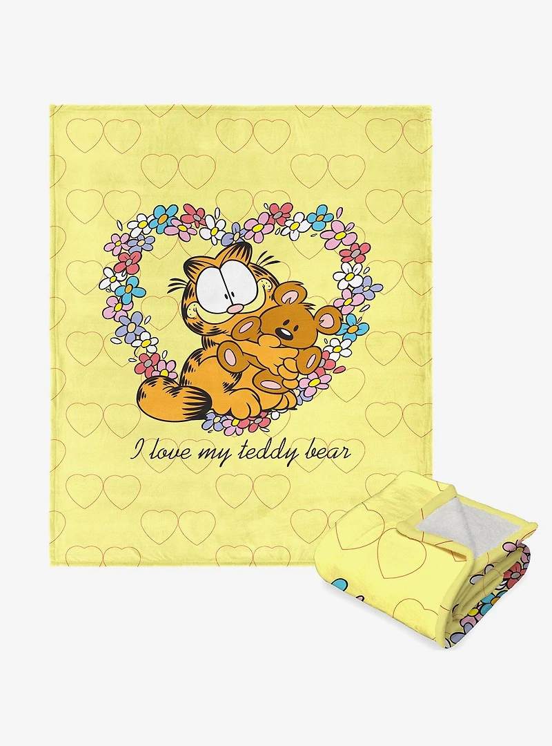 Garfield Teddy Bear Silk Touch Sherpa Throw Blanket