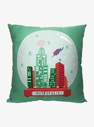 Justice League Metropolis Globe Throw Pillow