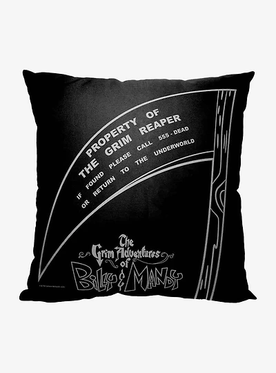 Billy And Mandy Property Of The Grim Reaper Throw Pillow