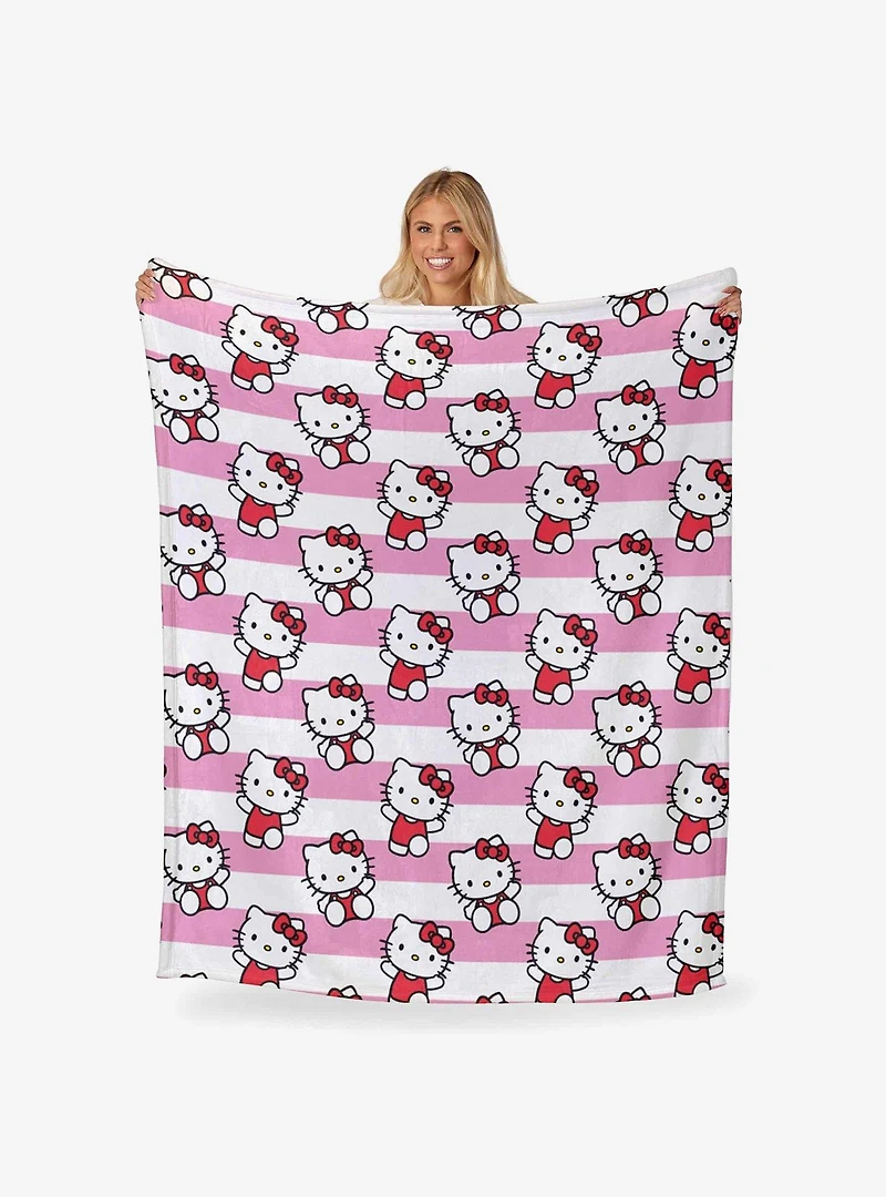 Hello Kitty Bow And Stripes Silk Touch Throw Blanket