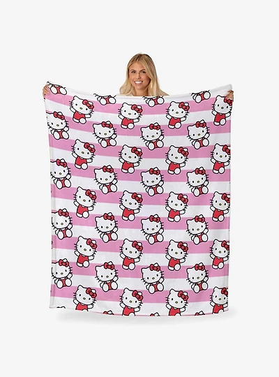 Hello Kitty Bow And Stripes Silk Touch Throw Blanket