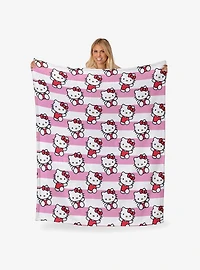 Hello Kitty Bow And Stripes Silk Touch Throw Blanket