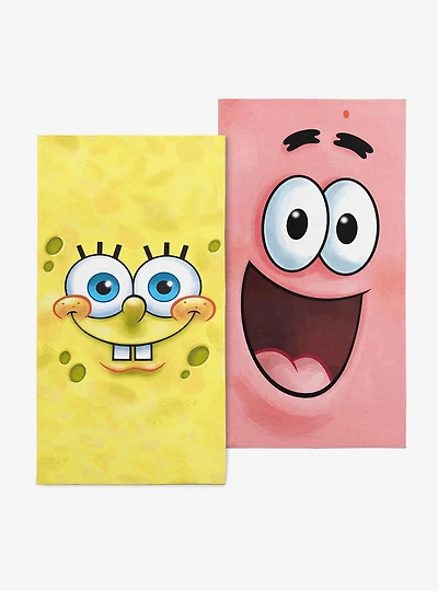 SpongeBob SquarePants Face + Patrick Face Beach Towel 2 Pack