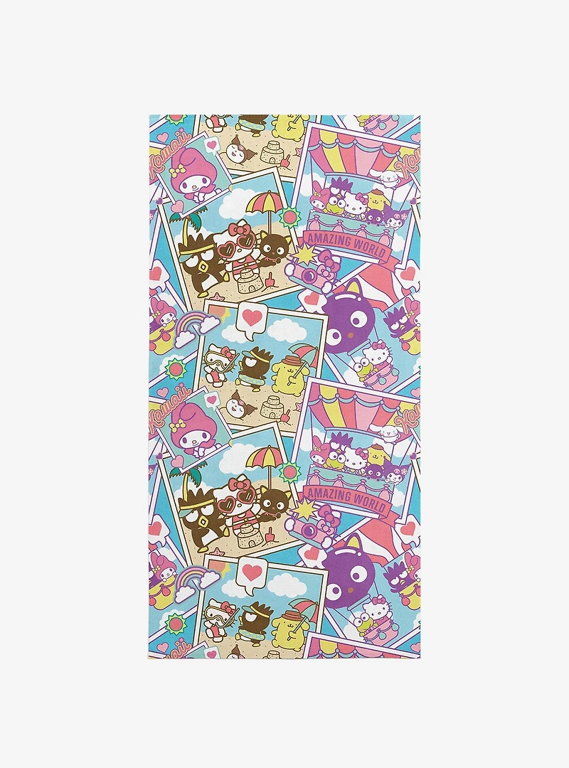 Hello Kitty & Friends Vacay Postcards Microfiber Beach Towel