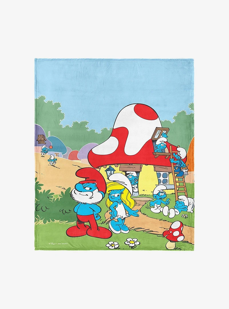 Smurfs Classic Village Silk Touch Throw Blanket