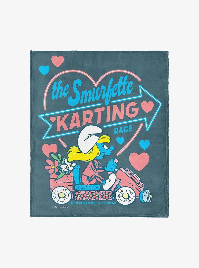 Smurfs Smurfette Karting Silk Touch Throw Blanket
