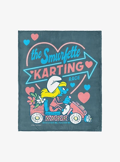 Smurfs Smurfette Karting Silk Touch Throw Blanket