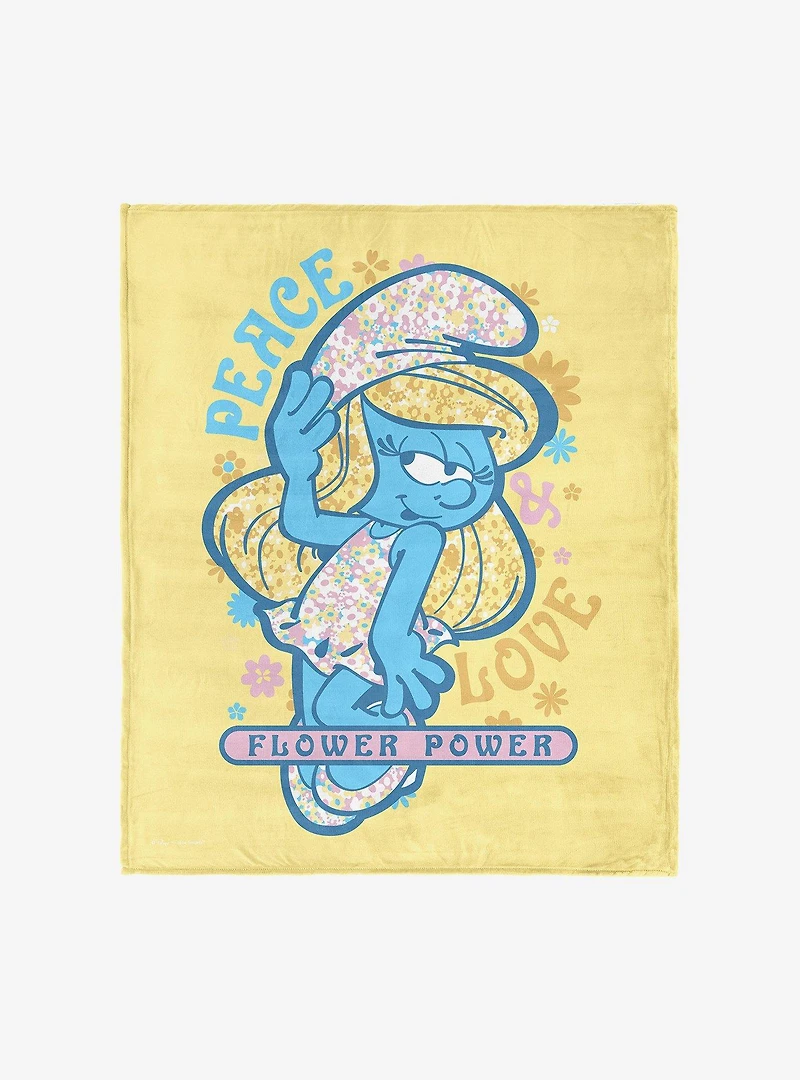 Smurfs Peace Love Flower Power Silk Touch Throw Blanket