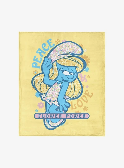 Smurfs Peace Love Flower Power Silk Touch Throw Blanket
