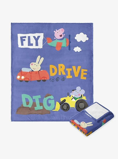 Peppa Pig Fly Drive Dig Silk Touch Throw Blanket