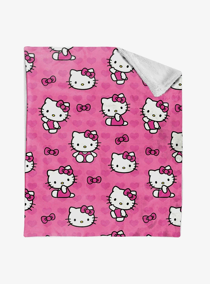 Hello Kitty I Love Pink Silk Touch Sherpa Throw Blanket