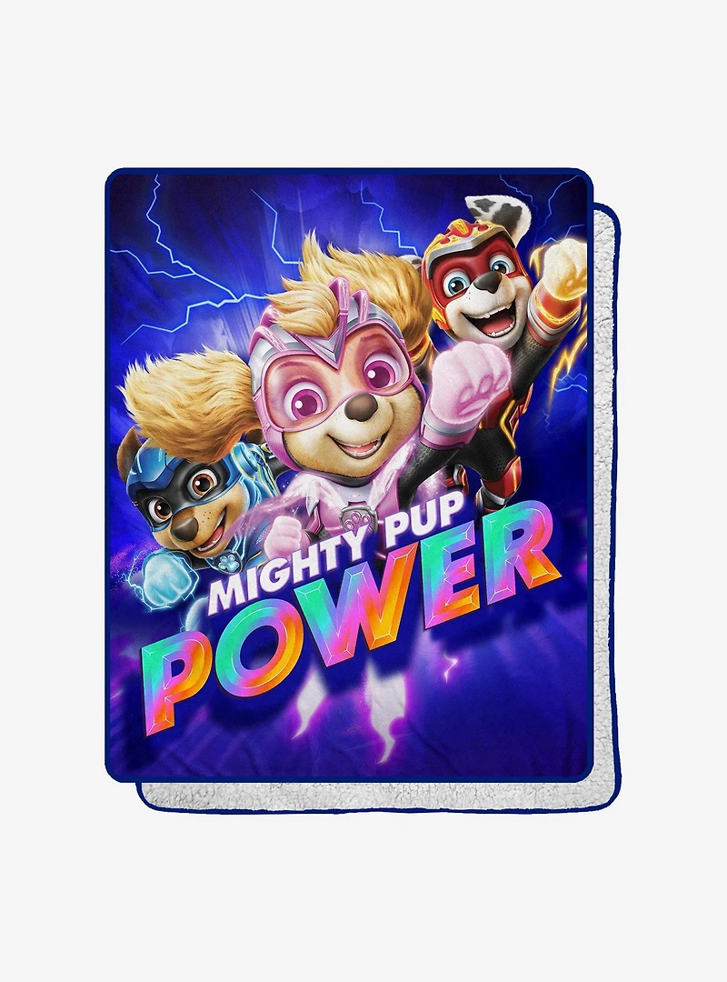 Paw Patrol Mov Mighty Trio Silk Touch Sherpa Throw Blanket