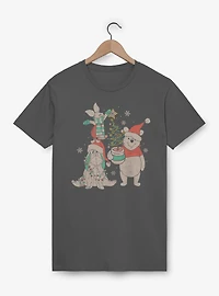 Disney Winnie The Pooh Eeyore & Piglet  With Christmas Tree T-Shirt