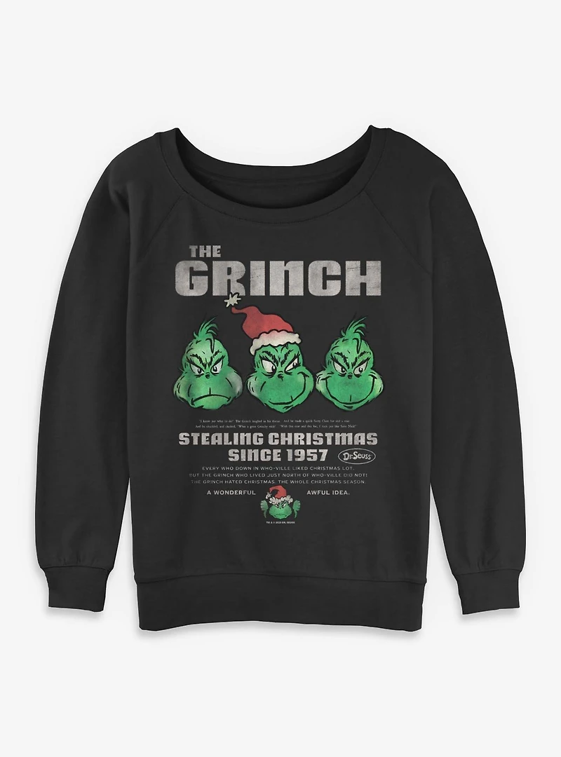 Dr. Seuss How The Grinch Stole Christmas Stealing Womens Slouchy Sweatshirt