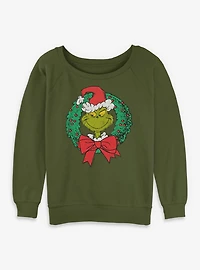 Dr. Seuss How The Grinch Stole Christmas Wreath Womens Slouchy Sweatshirt