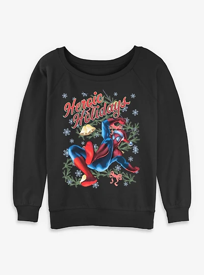 Marvel Spider-Man Vintage Heroic Holiday Womens Slouchy Sweatshirt
