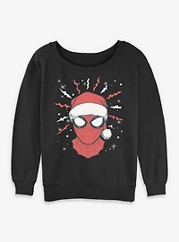 Marvel Spider-Man Xmas Face Womens Slouchy Sweatshirt