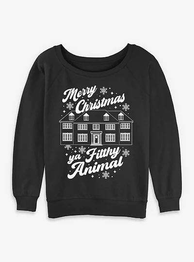 Home Alone Merry Christmas Ya Filthy Animal Womens Slouchy Sweatshirt