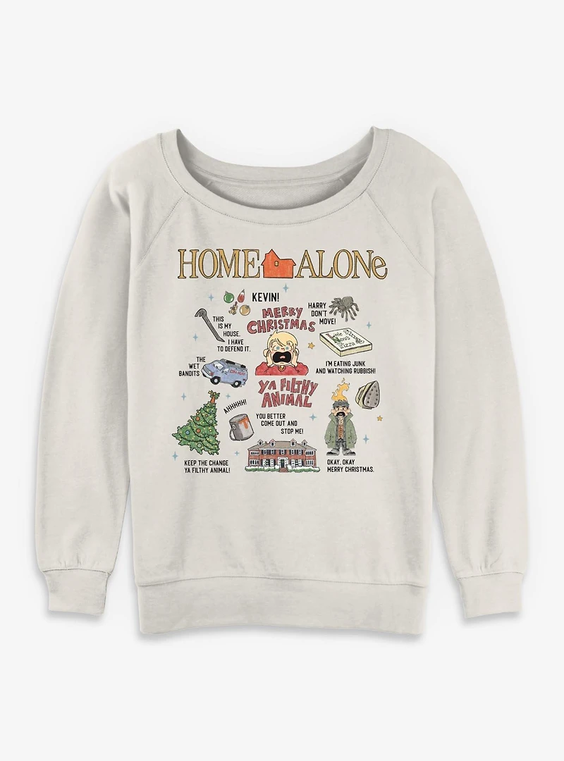 Home Alone Filthy Animal Xmas Icons Womens Slouchy Sweatshirt