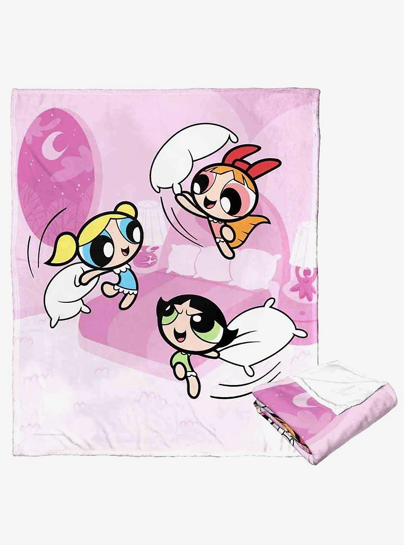 Powerpuff Girls Super Powered Pillowfight Silk Touch Throw Blanket