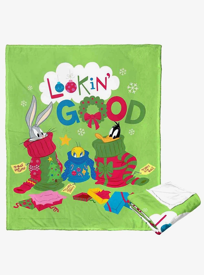 Looney Tunes Christmas Drip Silk Touch Throw Blanket