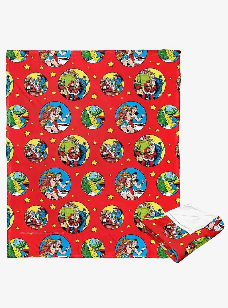 Justice League Heroic Holiday Helpers Silk Touch Throw Blanket