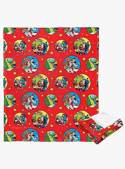 Justice League Heroic Holiday Helpers Silk Touch Throw Blanket