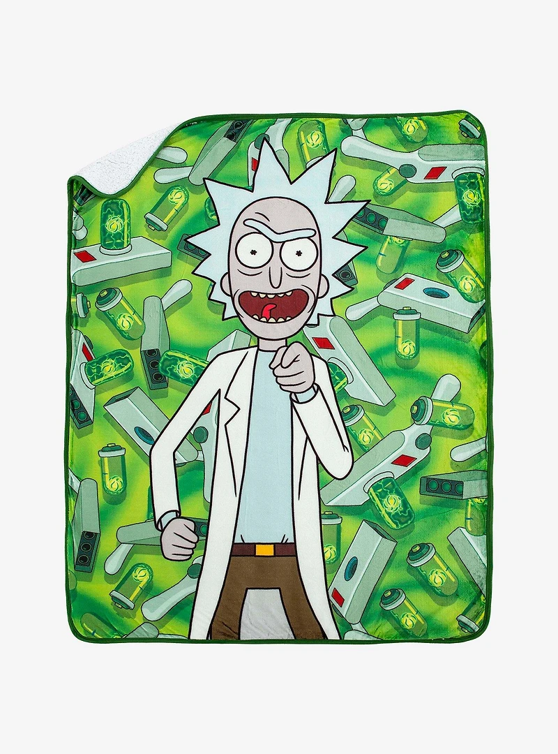 Rick and Morty Winning Silk Touch Sherpa Blanket