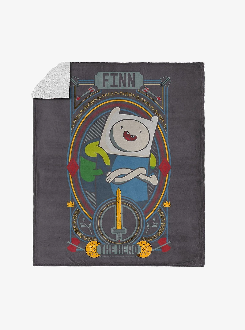 Adventure Time Finn The Hero Silk Touch Sherpa Throw Blanket
