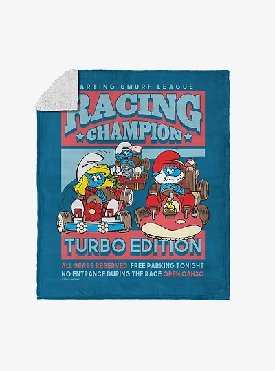 Smurfs Smurf Racing Silk Touch Sherpa Throw Blanket
