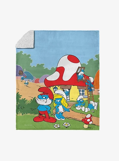 Smurfs Classic Village Silk Touch Sherpa Throw Blanket