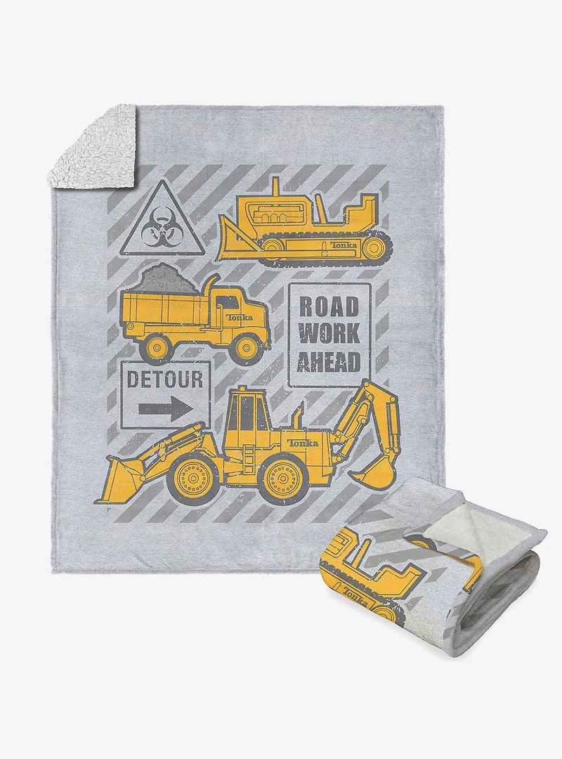 Tonka Road Work Ahead Silk Touch Sherpa Throw Blanket