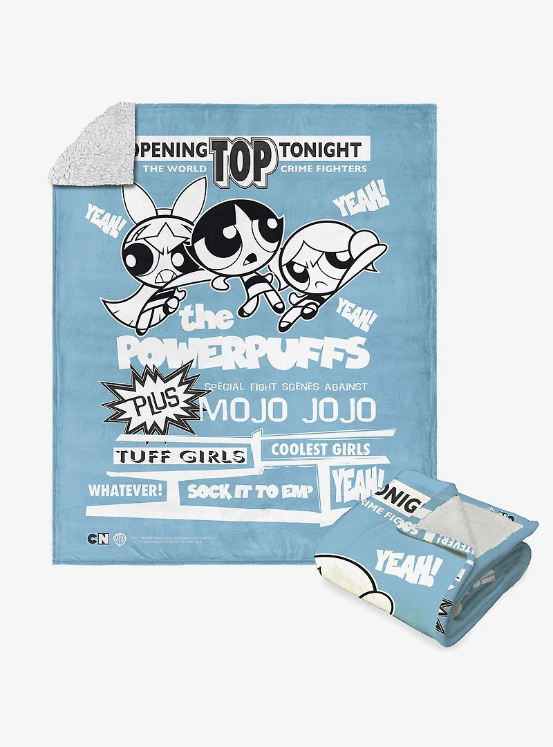 Powerpuff Girls Sock It To Em Silk Touch Sherpa Throw Blanket