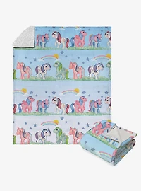 My Little Pony Retro Rainbows Silk Touch Sherpa Throw Blanket