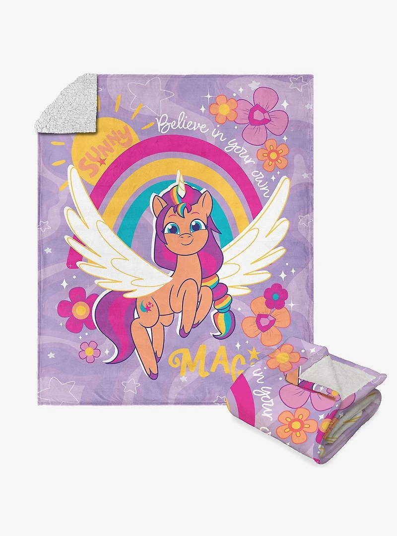 My Little Pony Believe Magic Silk Touch Sherpa Throw Blanket