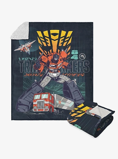 Transformers Mission Accepted Silk Touch Sherpa Throw Blanket