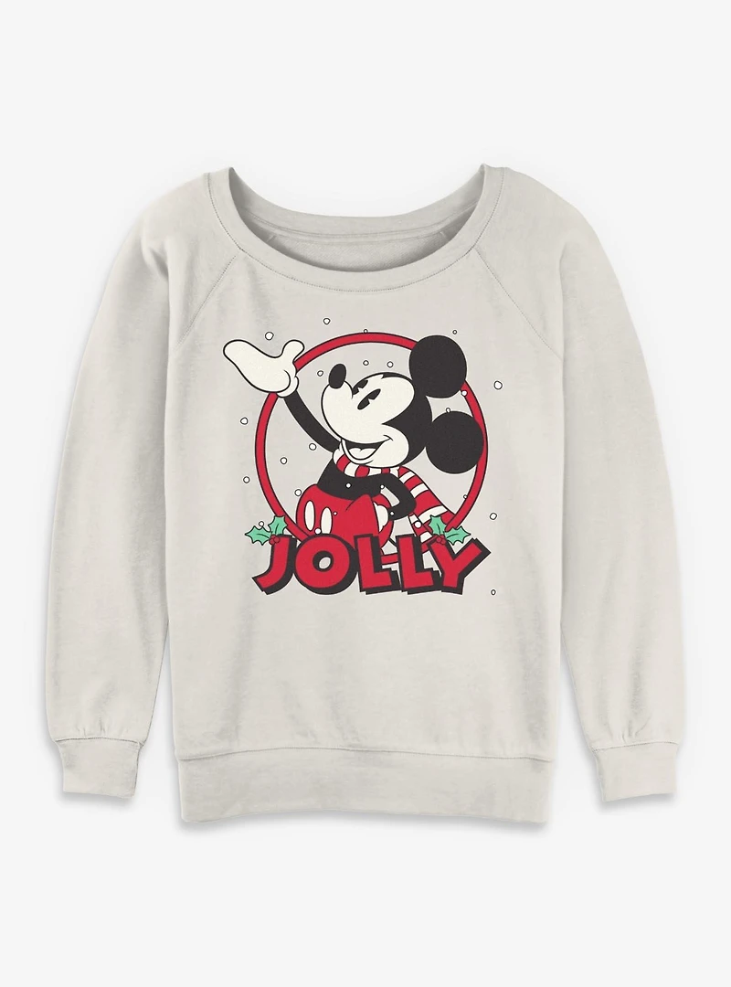 Disney Mickey Mouse Jolly Circle Icon Womens Slouchy Sweatshirt