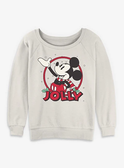 Disney Mickey Mouse Jolly Circle Icon Womens Slouchy Sweatshirt