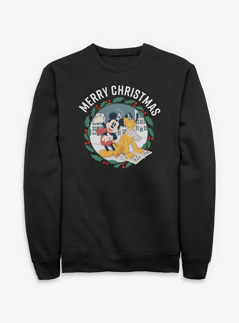 Disney Mickey Mouse & Pluto Merry Christmas Sweatshirt