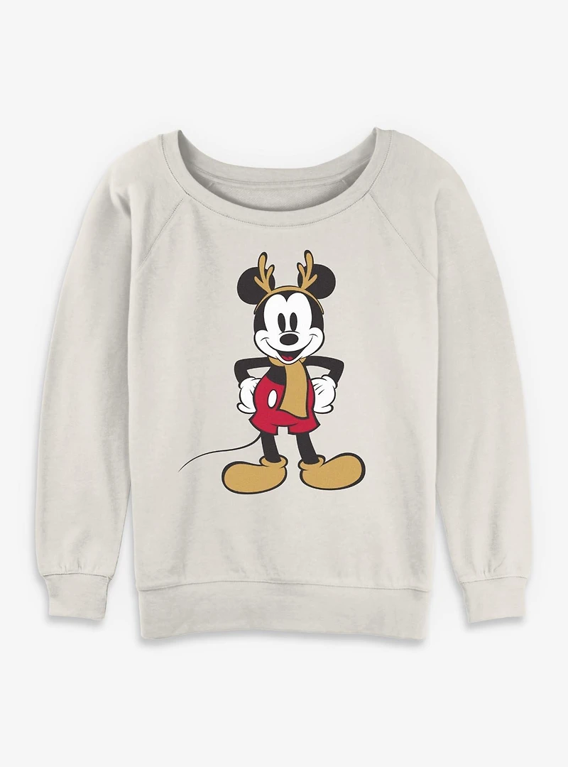 Disney Mickey Mouse Festive Reindeer Womens Slouchy Sweatshirt
