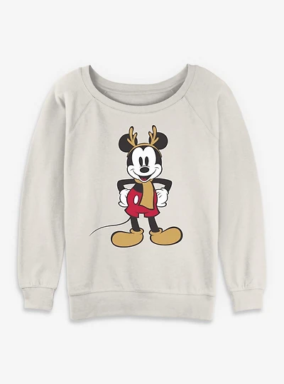 Disney Mickey Mouse Festive Reindeer Womens Slouchy Sweatshirt