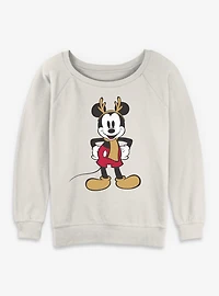 Disney Mickey Mouse Festive Reindeer Womens Slouchy Sweatshirt