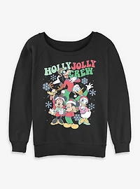 Disney Mickey Mouse & Friends Holly Jolly Crew Womens Slouchy Sweatshirt